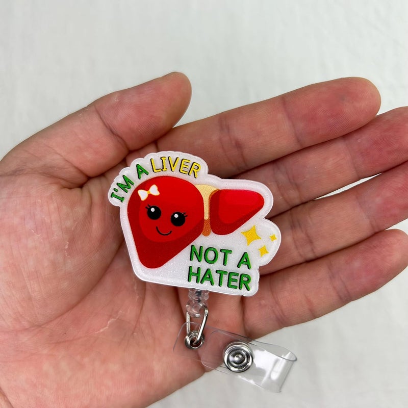 Bydevia Funny Liver Badge Reel Retractable, I'm a Liver Not a Hater Badge Clip, Hepatologist Gifts, Hepatology Nurse Badge Reel for Work, Cute Liver Badge Holder with Alligator Clip & 24” Durable Nylon Cord - Image 3